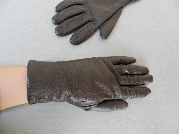 Vintage Ladies Leather Gloves / Black Leather Gloves… - Gem