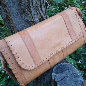 Vintage Leather Shoulder Bag / Genuine Leather Handbag / Leather Bag / Leather Clutch / Natural Leather Shoulder Bag / Beige Women Bag