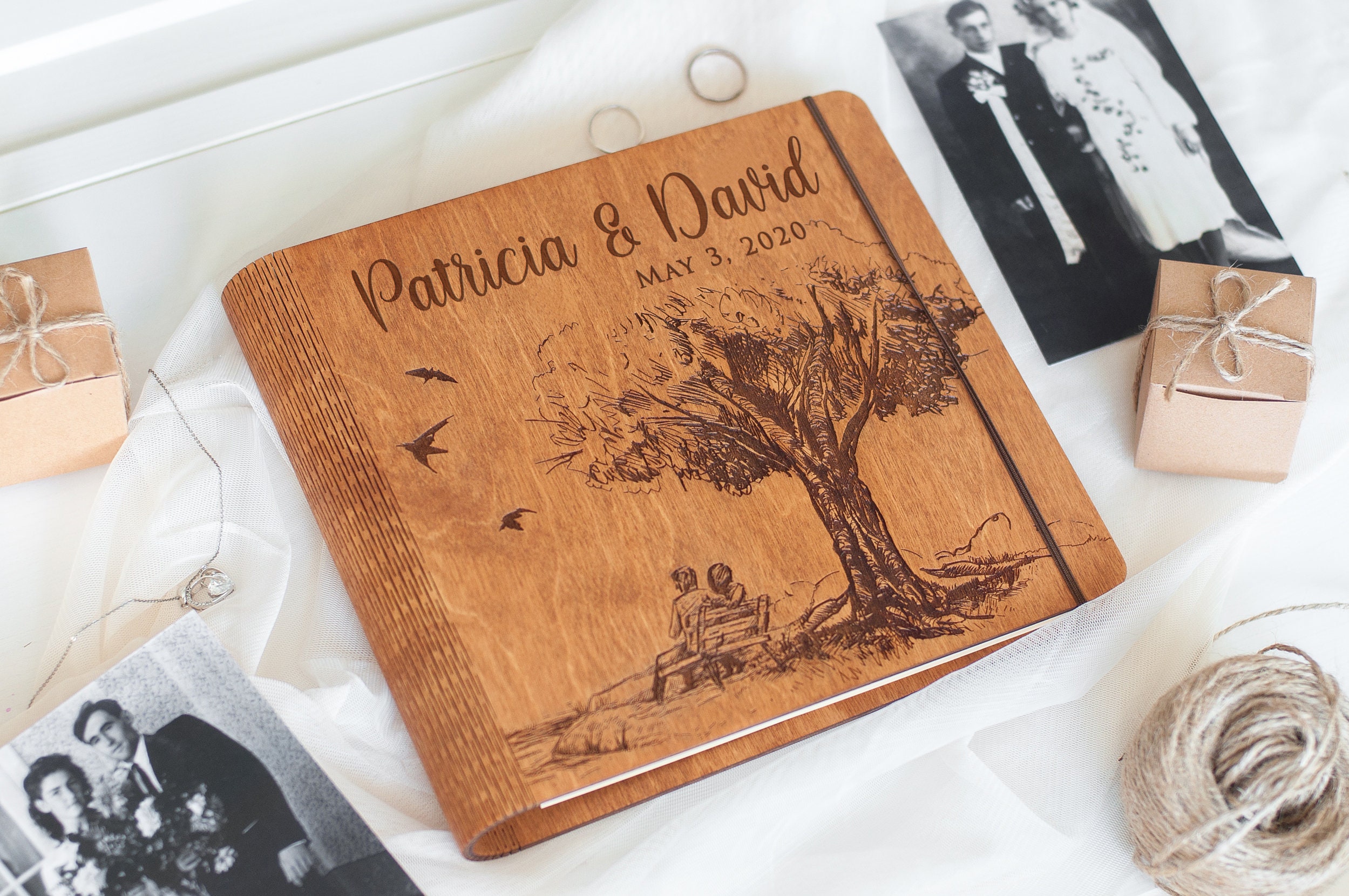 Wooden Family Photo Album Custom Gift for 50th Anniversary Etsy