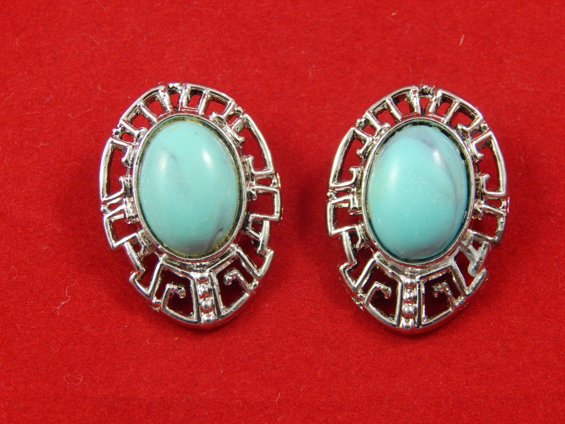 Vintage Clip on Turquoise Earrings From Karu Etsy