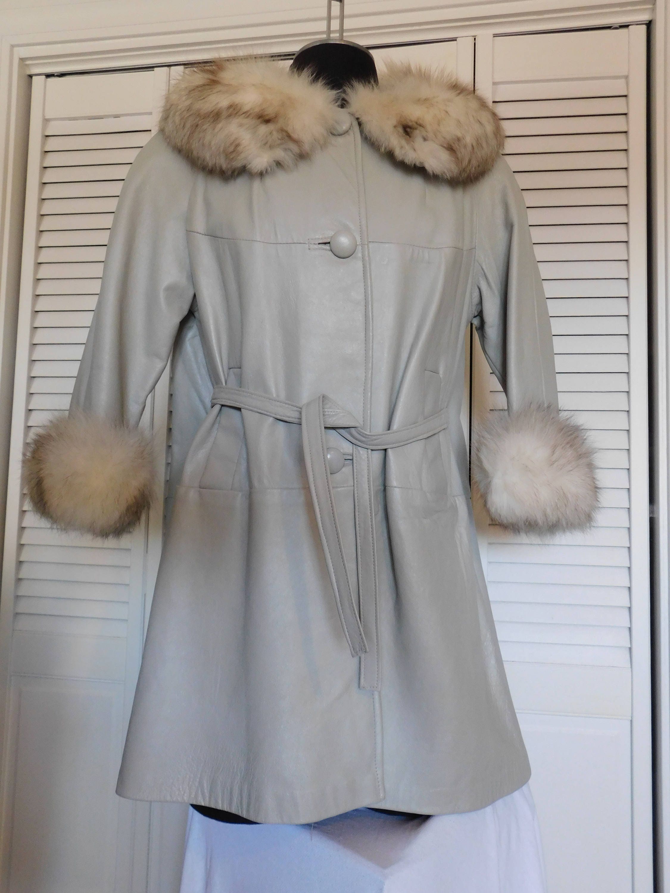 Ladies Leather and Fox Coat | Etsy