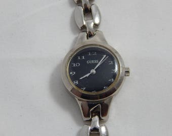 Vintage Ladies Guess Quartz Wrist Watch Black Face