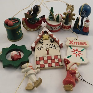 Vintage Collectible Christmas Tree Wooden Ornaments