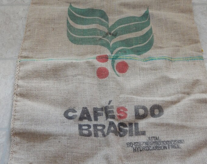 Vintage Coffee Bean Burlap Bag From Brazil Etsy
