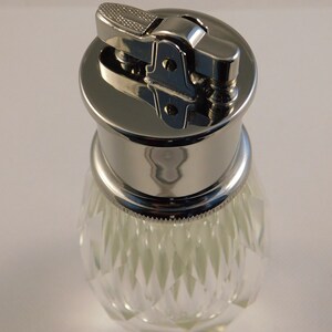 Vintage Collectible Cut Glass and Silver Plate Table Lighter