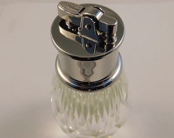 Table Lighter Glass and Silver Plate
