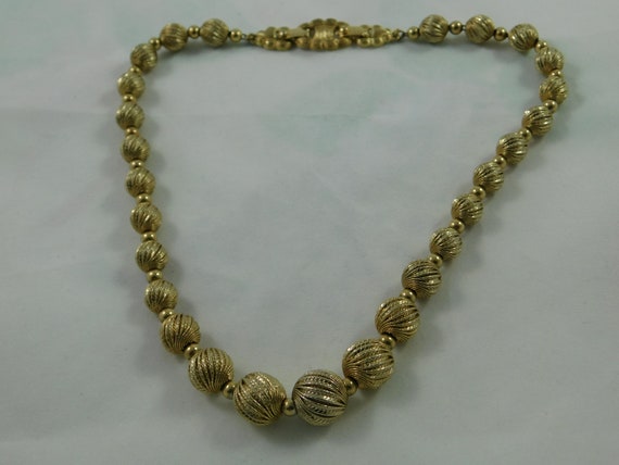 Vintage Gold Beaded Monet Necklace - image 1