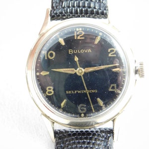 Vintage Collectible Bulova Black Face 23 Jewels Automatic Watch