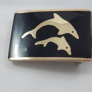 Vintage Belt Buckle with Dolphins