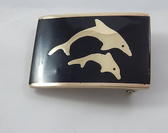 Vintage Belt Buckle with Dolphins
