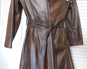 Ladies Brown Leather Coat