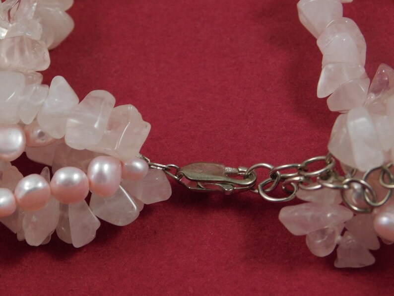 Vintage Collectible Pink Jadite and Freshwater Pink Pearls Necklace With Matching Earrings