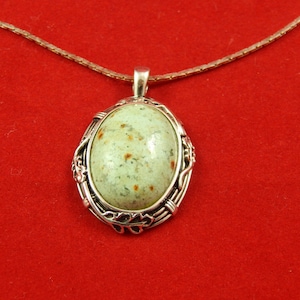VintageCollectible Green Turquoise Necklace and Pendant set in  Sterling Silver