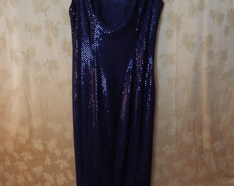 Vintage Collectible Dress in Purple with Sequins and Drop Back