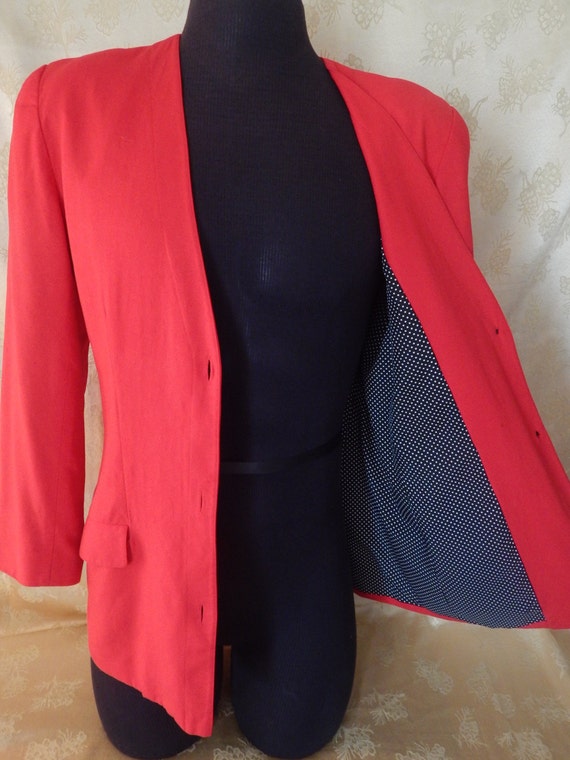 Vintage Liz Claiborne Red Jacket Size 10 100% Silk - image 3