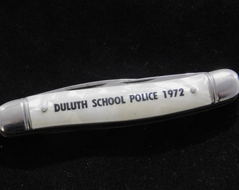 Navaja de bolsillo coleccionable vintage de la policía escolar de Duluth