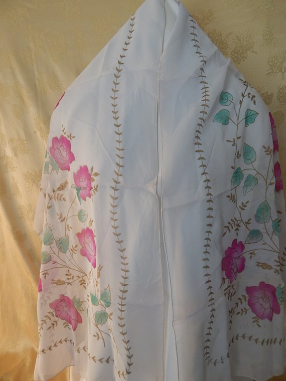 Vintage French Silk screened Scarf 1940's