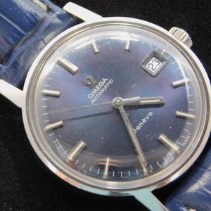 Vintage Collectible Omega Blue Faced Automatic Watch