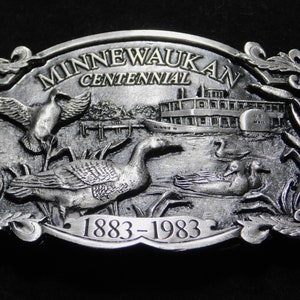 Vintage Collectible Minnewaukan Centennial Belt Buckle