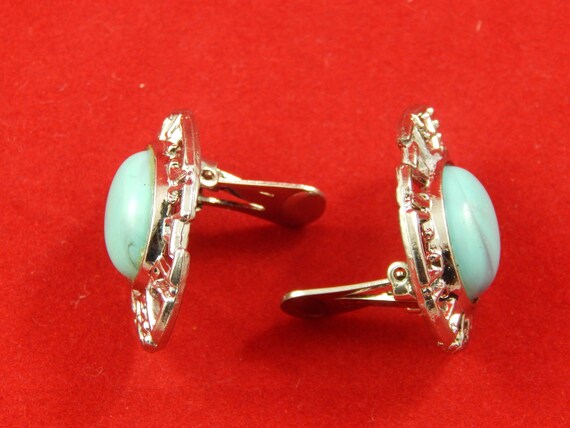 Vintage Clip On Turquoise Earrings from Karu - image 3