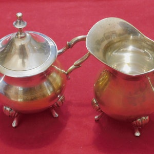 Juego de azucarero y crema de plata coleccionable vintage