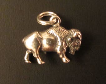 New! Sterling Silver 3D Buffalo or Bison Charm - 3.34g