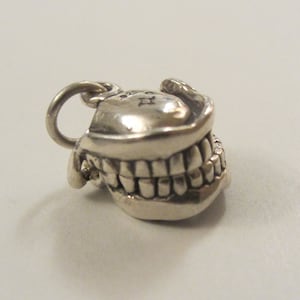 Sterling Silver 3D Movable Teeth Dentures Charm Pendant - 3.60 Grams - See Photos