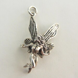 Sterling Silver Large 3D Flying Fairy Pendant Charm - 3.79 Grams - Please See Photos