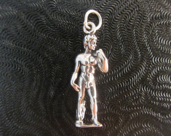 Sterling Silver 3D David Michaelangelo Statue Italy Art Charm Pendant - 2.47 Grams - Please See Photos