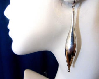 Pendientes de plata de ley con forma de torpedo, de más de 7,6 cm de largo - 9,00 gramos - Ver fotos