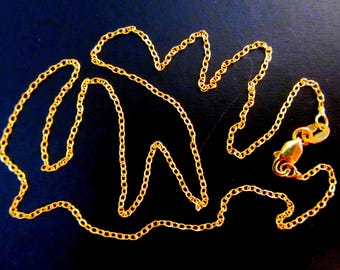 Nuevo collar de cadena fina Rolo amarilla de plata de ley vermiel 925 - 45,7 cm x 0,65 mm - 1,13 gramos - Ver fotos