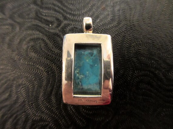 Sterling Silver Heavy Hand Made Rectangular Turqu… - image 2