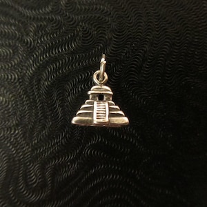 Tiny Sterling Silver 3D Mayan Temple Pyramid Charm Pendant - See Photos Please