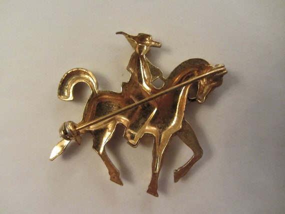 Spanish Damascene Horse Rider Brooch & Ornate Cli… - image 8