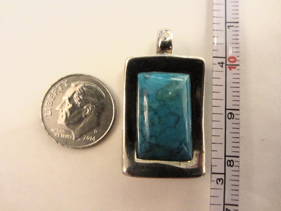 Sterling Silver Heavy Hand Made Rectangular Turqu… - image 6