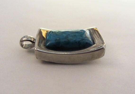 Sterling Silver Heavy Hand Made Rectangular Turqu… - image 4