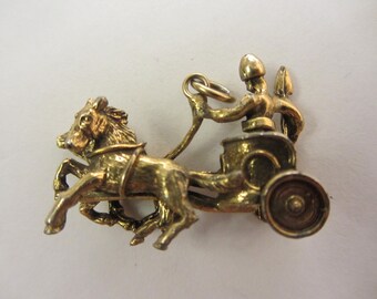 Gold Tone 3D Moses or Pharoah In a Chariot Charm or Pendant - 10.00 Grams - See Photos