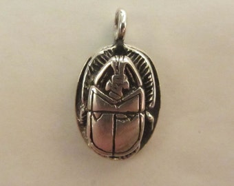 Sterling Silver Egyptian Scarab Charm Pendant - 3.29 Grams - Please See Photos