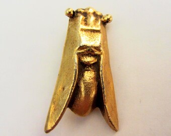 Broche réplica del Museo Mexicano Alva, grande y pesado, chapado en oro, con forma de cigarra, de la década de 1970 - 13,38 gramos - México - Ver fotos
