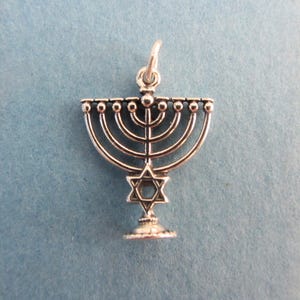 Sterling Silver Small 3D Menorah Hanukkah Charm Pendant - 1.86 Grams - Please See Photos