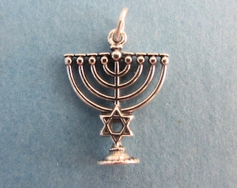 Sterling Silver Small 3D Menorah Hanukkah Charm Pendant - 1.86 Grams - Please See Photos