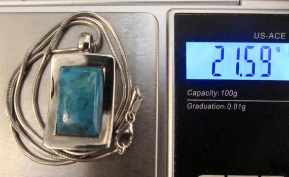 Sterling Silver Heavy Hand Made Rectangular Turqu… - image 7