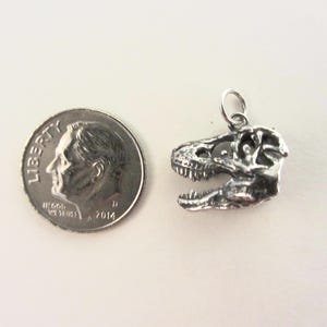 Sterling Silver Tiny 3D T-Rex Scull Charm - 1.92 Grams - Please See Photos