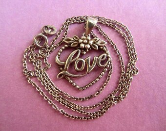 Precioso colgante vintage de plata de ley con la palabra "Amor" (45,7 cm) - 4,65 gramos