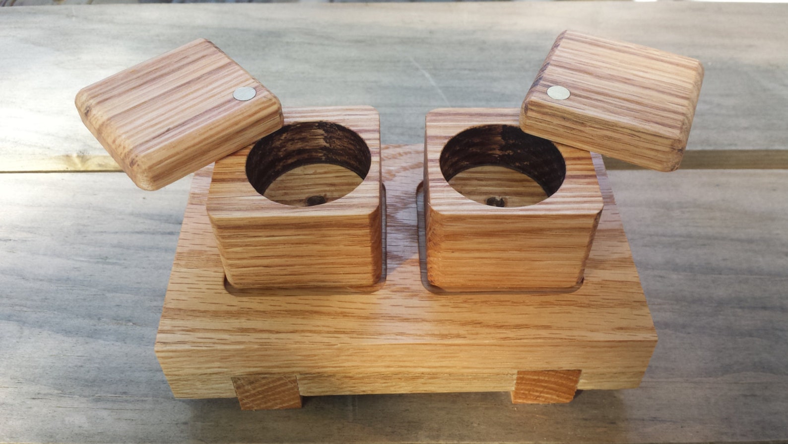Wooden Salt and Pepper Pinch Bowls Made from Oak w/ Brass Rod Etsy