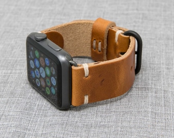 Apple Watch Band | The Hudson Strap for Apple Watch | Horween Natural Dublin Leather Strap with Natural Thread