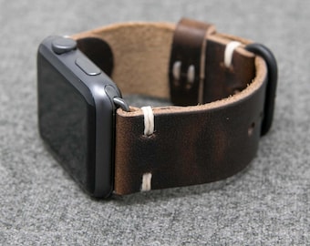 Leather Apple Watch Band | Watch Leather Band | Women Leather Apple Watch Strap Series 1 2 3 4 5 6 Watch Band Horween Leather Brown Dublin