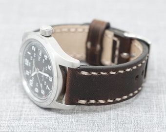 Horween Watch Strap | Horween Brown Nut Dublin with Natural Thread | The Sierra Premium Strap