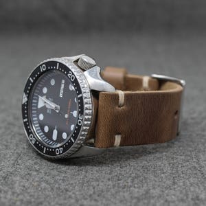 Leather Watch Band The Hudson Strap Horween Natural Brown Chromexcel Watch Strap Handmade image 1