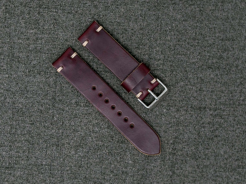 Leather Watch Band the Hudson Strap Horween Burgundy Color - Etsy